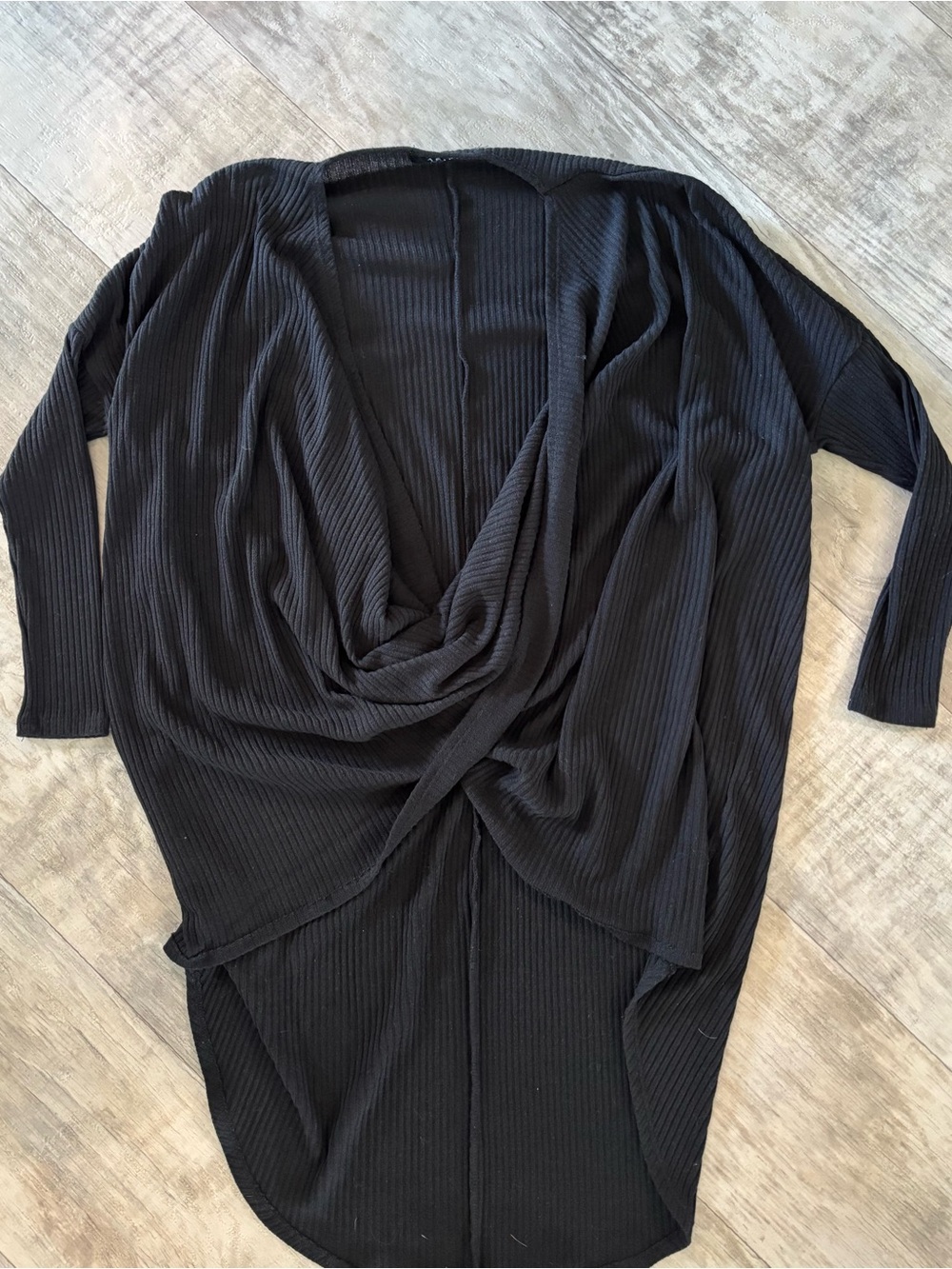 Akira Black Ribbed Wrap Sweater-067